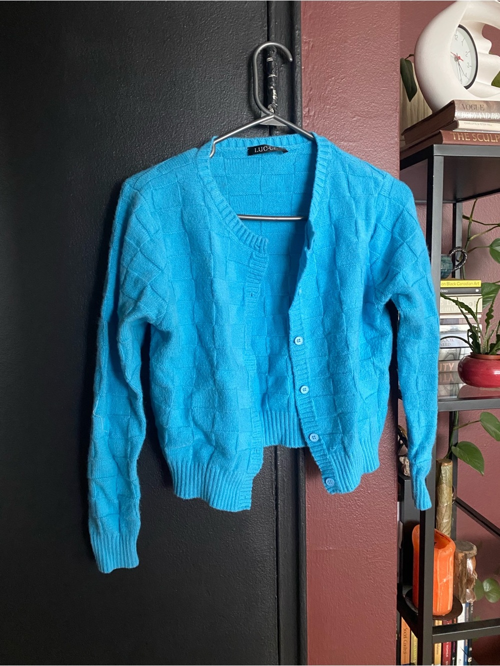 Bright Blue Knit perfect cropped Cardigan Sweater
